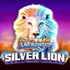 Stellar Jackpots with Silver Lion slot logo by Lightning Box Game at Candy Casino